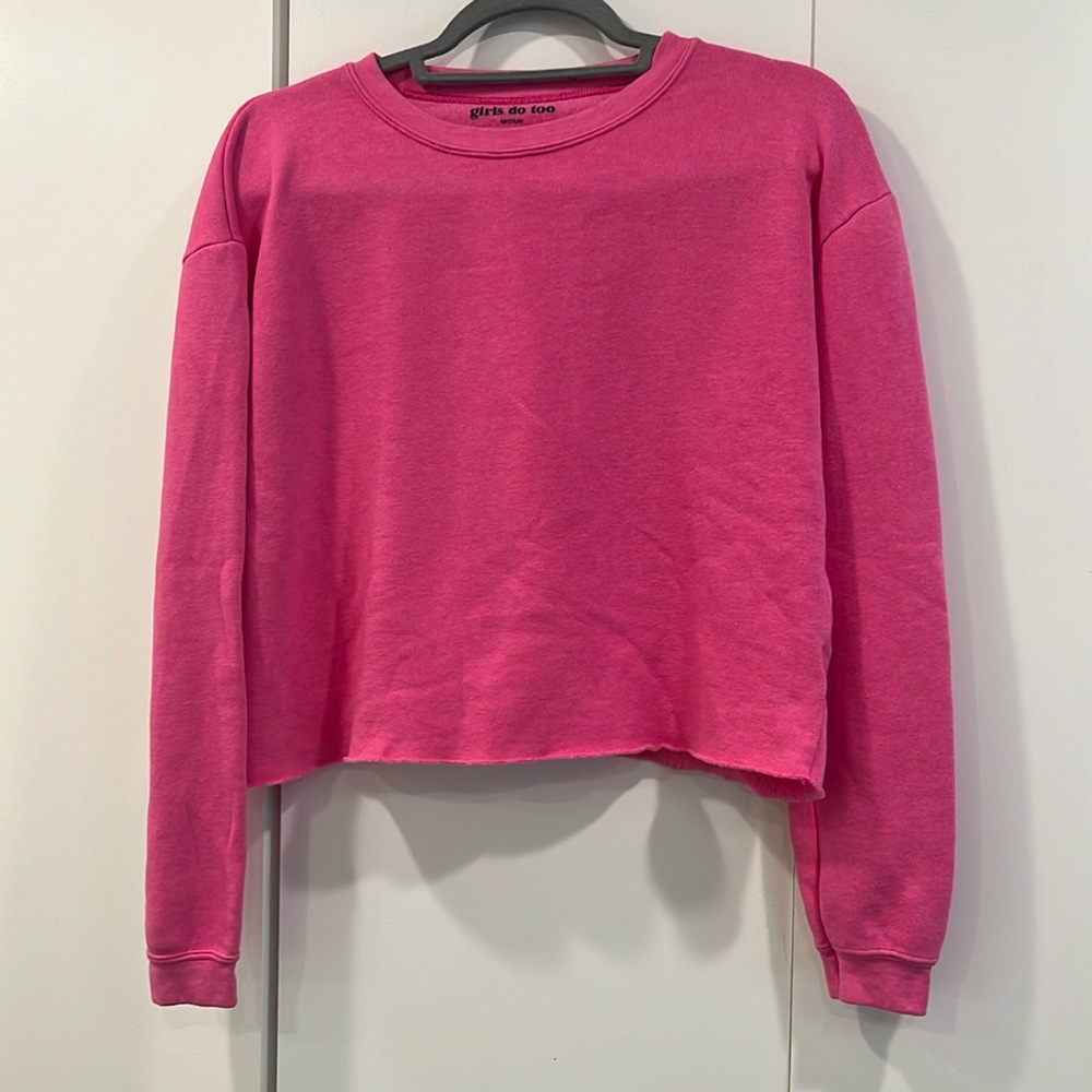 Hot Pink Jr Girls Cropped sweat shirt